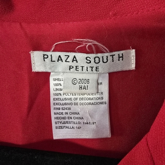 Plaza South Blazer Jacket Women Sz P14 Red Embroidered Flare Sleeves Button Up - Picture 9 of 13